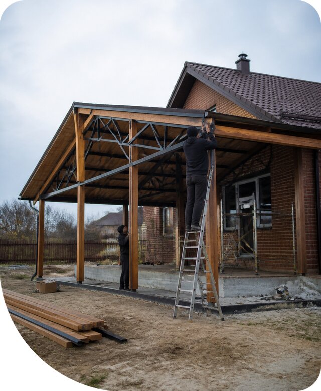 Пристройка навеса к дому и участку в Новошахтинске под ключ