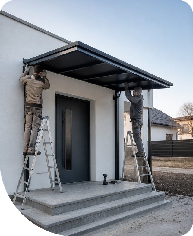 Козырек над крыльцом в Новошахтинске: изготовление и монтаж